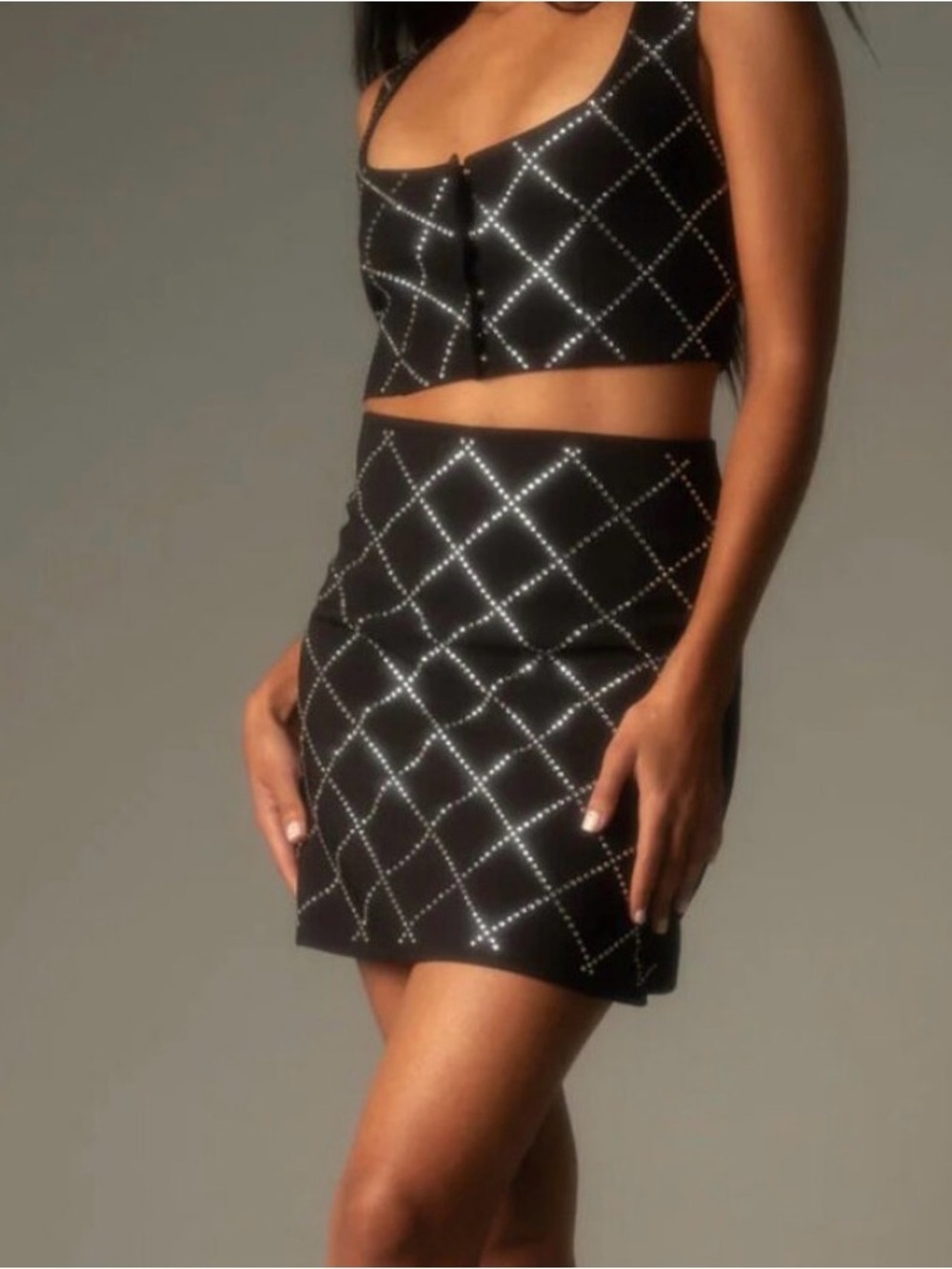 NWT 12TH Tribe Emily Rhinestone Embellished Mini Skirt M
